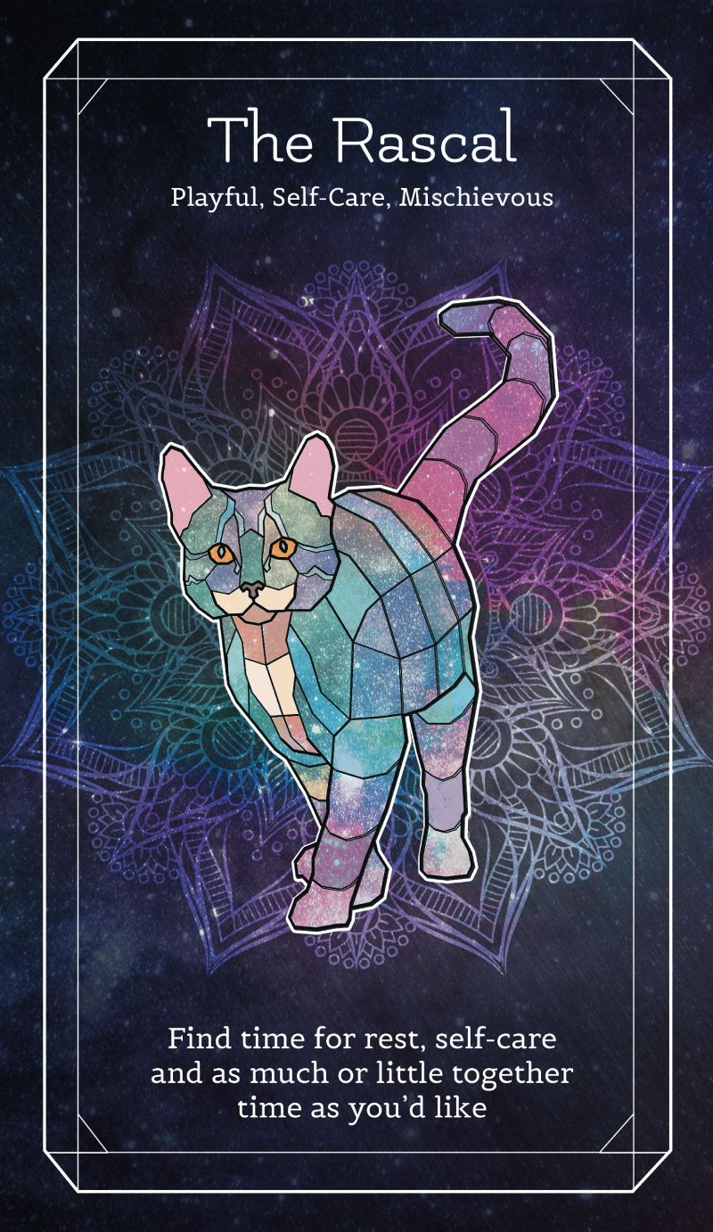 An oracle card design featuring a cat