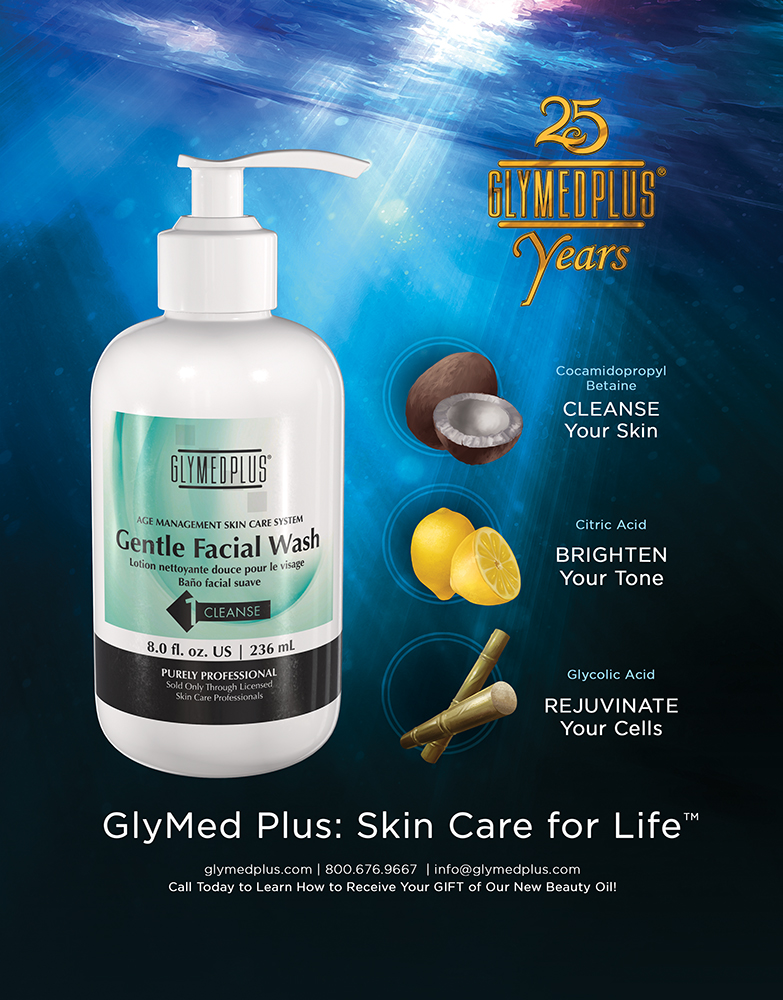 An ad for Gentle Face Wash, a product by GlyMed Plus