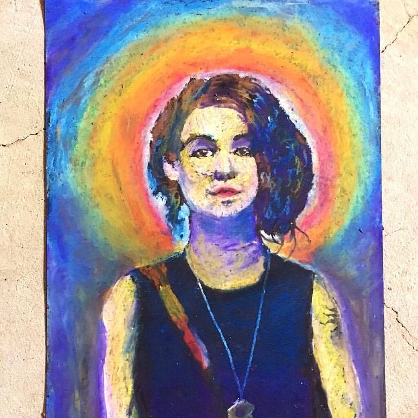 A portrait created with pastels