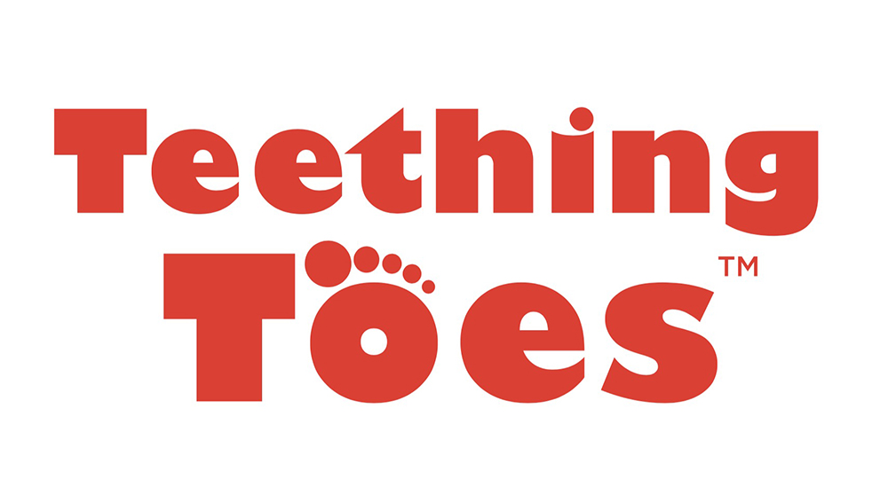 A logo designed for the Teething Toes baby product line