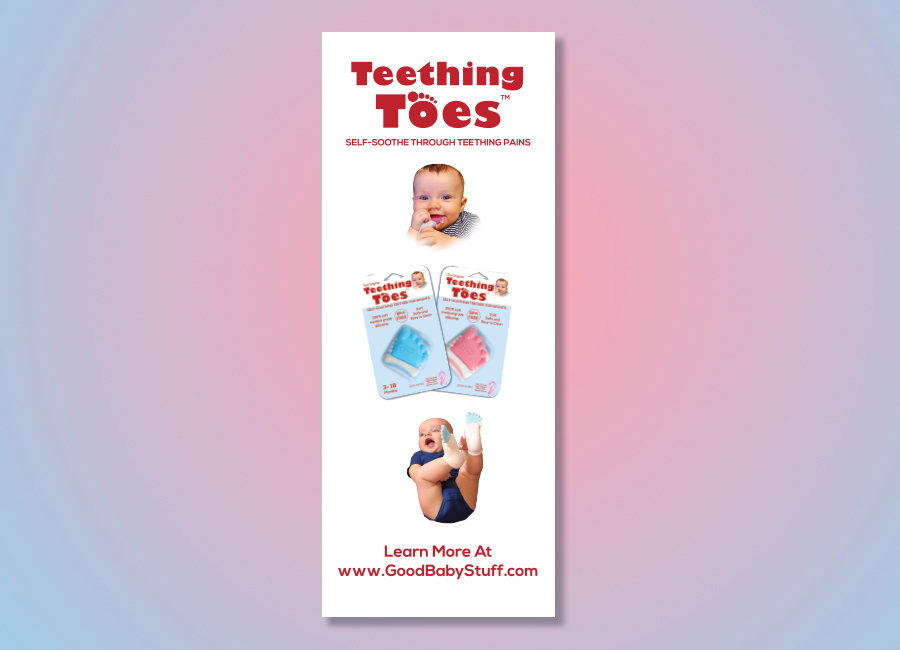 Booth graphics designed for the Teething Toes baby product line