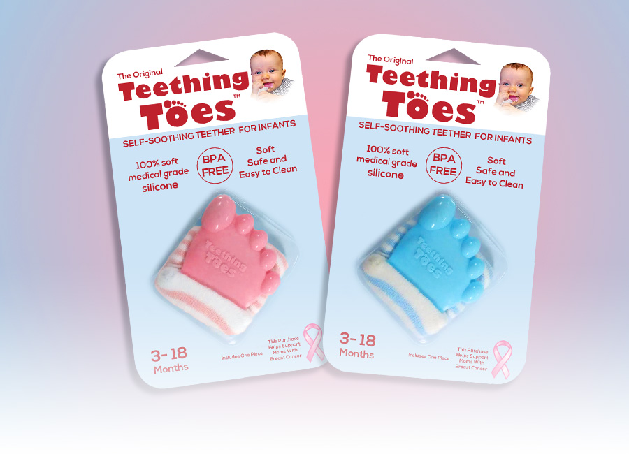 Packaging designed for the Teething Toes baby product line